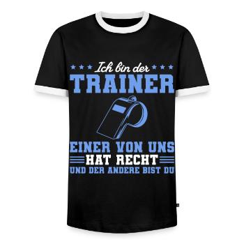Fußballtrainer Humor Personal Trainer - Männer Kontrast-T-Shirt - Schwarz/Weiß - Vorne - AI Model Female 172 light (172cm) & AI Model Male 178 light (178cm)