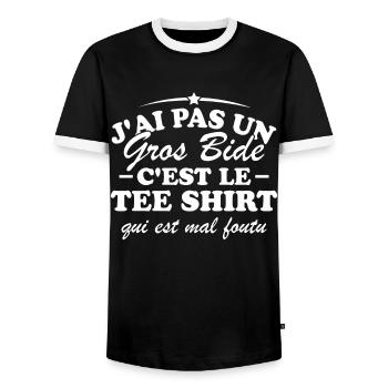 J'ai pas un gros bide - T-shirt contrasté Homme - noir/blanc - Devant - AI Model Female 172 light (172cm) & AI Model Male 178 light (178cm)