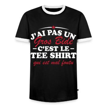 J'ai pas un gros bide - T-shirt contrasté Homme - noir/blanc - Devant - AI Model Female 172 light (172cm) & AI Model Male 178 light (178cm)