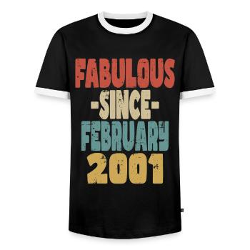 Fabuleux Février 2001 - T-shirt contrasté Homme - noir/blanc - Devant - AI Model Female 172 light (172cm) & AI Model Male 178 light (178cm)