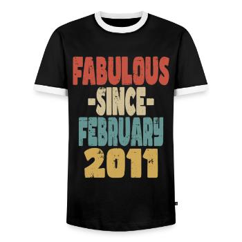 Fabuleux Février 2011 - T-shirt contrasté Homme - noir/blanc - Devant - AI Model Female 172 light (172cm) & AI Model Male 178 light (178cm)