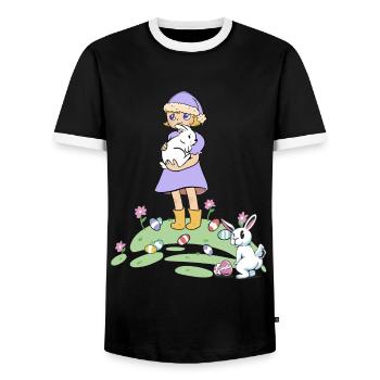 Pâques lapin enfants lapin oeufs de Pâques oeufs - T-shirt contrasté Homme - noir/blanc - Devant - AI Model Female 172 light (172cm) & AI Model Male 178 light (178cm)