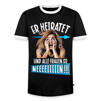 JGA T-Shirt Männer Junggesellenabschied poltern - Männer Kontrast-T-Shirt - Schwarz/Weiß - Vorne - AI Model Female 172 light (172cm) & AI Model Male 178 light (178cm)