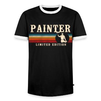 House Painter Decorator Retro - Men's Ringer Shirt - black/white - Front - AI Model Female 172 light (172cm) & AI Model Male 178 light (178cm)