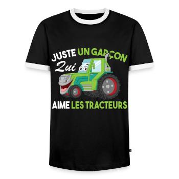 Juste Un Garçon Qui Aime Les Tracteurs Agriculteur - T-shirt contrasté Homme - noir/blanc - Devant - AI Model Female 172 light (172cm) & AI Model Male 178 light (178cm)