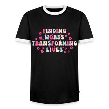 Groovy Speech Language Pathologist SLP - Men's Ringer Shirt - black/white - Front - AI Model Female 172 light (172cm) & AI Model Male 178 light (178cm)
