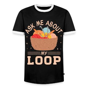 Crochet Lover Funny Loop & Hook Design - Männer Kontrast-T-Shirt - Schwarz/Weiß - Vorne - AI Model Female 172 light (172cm) & AI Model Male 178 light (178cm)