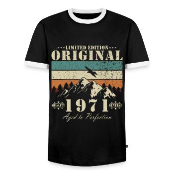 53. Geburtstag Geschenk Jahrgang 1971 53 Jahre - Männer Kontrast-T-Shirt - Schwarz/Weiß - Vorne - AI Model Female 172 light (172cm) & AI Model Male 178 light (178cm)