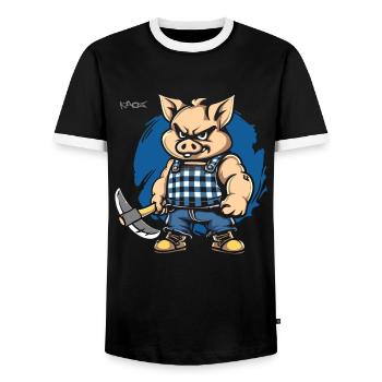 Stolzer Handwerker: Stolz der Arbeiterklasse - Männer Kontrast-T-Shirt - Schwarz/Weiß - Vorne - AI Model Female 172 light (172cm) & AI Model Male 178 light (178cm)