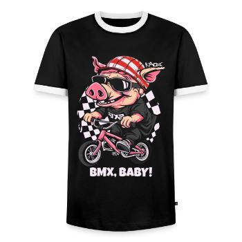 Cyclisme et BMX Rider Pig - T-shirt contrasté Homme - noir/blanc - Devant - AI Model Female 172 light (172cm) & AI Model Male 178 light (178cm)