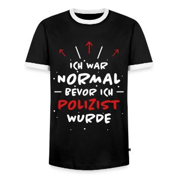Polizist Spruch Polizei Lustiges Polizist Geschenk - Männer Kontrast-T-Shirt - Schwarz/Weiß - Vorne - AI Model Female 172 light (172cm) & AI Model Male 178 light (178cm)
