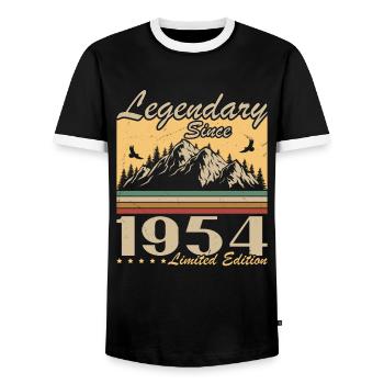 Legendary Since 1954 Vintage Birthday Gift - Men's Ringer Shirt - black/white - Front - AI Model Female 172 light (172cm) & AI Model Male 178 light (178cm)