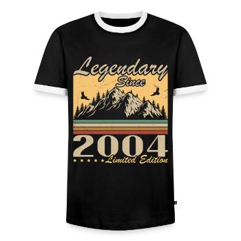 Légendaire depuis 2004 Vintage cadeau d’anniversaire - T-shirt contrasté Homme - noir/blanc - Devant - AI Model Female 172 light (172cm) & AI Model Male 178 light (178cm)