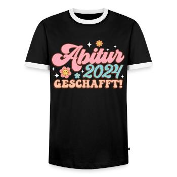 Abitur 2024 made high school graduates funny things - Men's Ringer Shirt - black/white - Front - AI Model Female 172 light (172cm) & AI Model Male 178 light (178cm)
