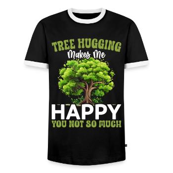 Tree conservationists and environmentalists - Men's Ringer Shirt - black/white - Front - AI Model Female 172 light (172cm) & AI Model Male 178 light (178cm)
