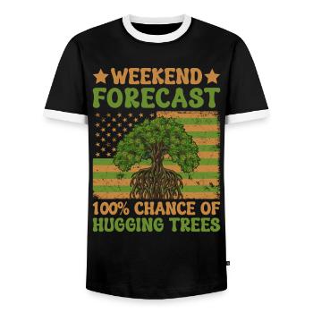 Tree Protector - Men's Ringer Shirt - black/white - Front - AI Model Female 172 light (172cm) & AI Model Male 178 light (178cm)