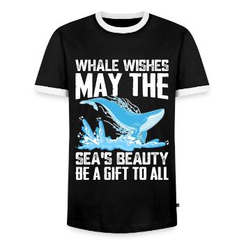 Que la beauté de la mer soit un cadeau pour tous - T-shirt contrasté Homme - noir/blanc - Devant - AI Model Female 172 light (172cm) & AI Model Male 178 light (178cm)