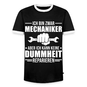 Autoschrauber Humor Kfz Mechaniker - Männer Kontrast-T-Shirt - Schwarz/Weiß - Vorne - AI Model Female 172 light (172cm) & AI Model Male 178 light (178cm)