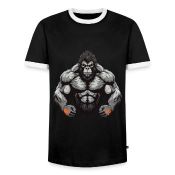 Gorilla Beast Bodybuilding Muskeln Gym - Männer Kontrast-T-Shirt - Schwarz/Weiß - Vorne - AI Model Female 172 light (172cm) & AI Model Male 178 light (178cm)