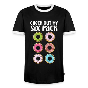 Donut sur le thème Donut pulvérisé drôle mignon - T-shirt contrasté Homme - noir/blanc - Devant - AI Model Female 172 light (172cm) & AI Model Male 178 light (178cm)