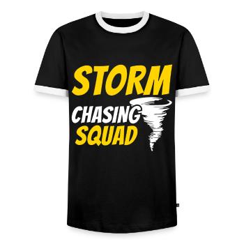 Storm Chaser Dad - Storm Chasing Tornadoes - Men's Ringer Shirt - black/white - Front - AI Model Female 172 light (172cm) & AI Model Male 178 light (178cm)