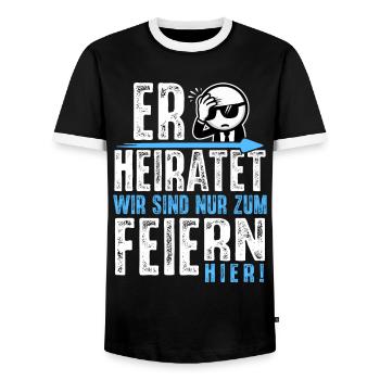 JGA T-Shirt Männer Junggesellenabschied T-Shirt - Männer Kontrast-T-Shirt - Schwarz/Weiß - Vorne - AI Model Female 172 light (172cm) & AI Model Male 178 light (178cm)
