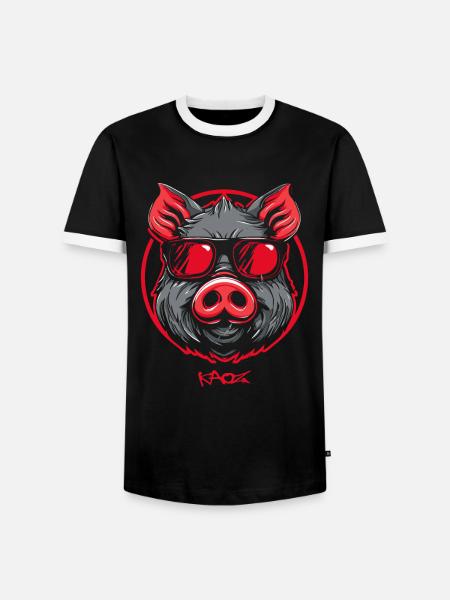 Coole Sau - Männer Kontrast-T-Shirt - Schwarz/Weiß