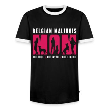Belgian Malinois Lover Mom The Idol The Pet Lover - Men's Ringer Shirt - black/white - Front - AI Model Female 172 light (172cm) & AI Model Male 178 light (178cm)