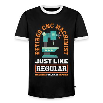 Machiniste CNC drôle - T-shirt contrasté Homme - noir/blanc - Devant - AI Model Female 172 light (172cm) & AI Model Male 178 light (178cm)