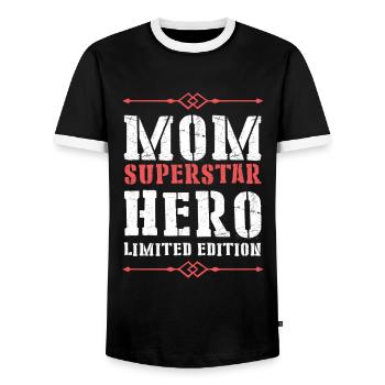 Beste Mom Mama Heldin Spruch Mutter - Männer Kontrast-T-Shirt - Schwarz/Weiß - Vorne - AI Model Female 172 light (172cm) & AI Model Male 178 light (178cm)