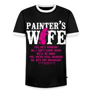 Femme peintre décoratrice en bâtiment - T-shirt contrasté Homme - noir/blanc - Devant - AI Model Female 172 light (172cm) & AI Model Male 178 light (178cm)