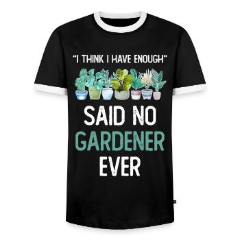 Je pense que j’ai assez de plantes Garten Pflanzen - T-shirt contrasté Homme - noir/blanc - Devant - AI Model Female 172 light (172cm) & AI Model Male 178 light (178cm)
