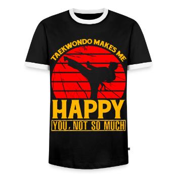 Taekwondo makes me Happy you, not so much - Men's Ringer Shirt - black/white - Front - AI Model Female 172 light (172cm) & AI Model Male 178 light (178cm)