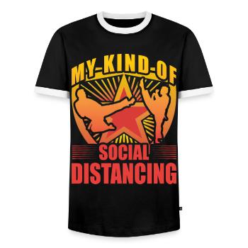 Mon type de distanciation sociale - T-shirt contrasté Homme - noir/blanc - Devant - AI Model Female 172 light (172cm) & AI Model Male 178 light (178cm)