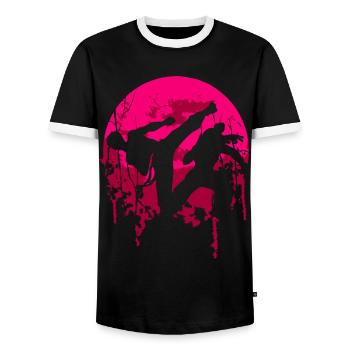 Taekwondo - T-shirt contrasté Homme - noir/blanc - Devant - AI Model Female 172 light (172cm) & AI Model Male 178 light (178cm)