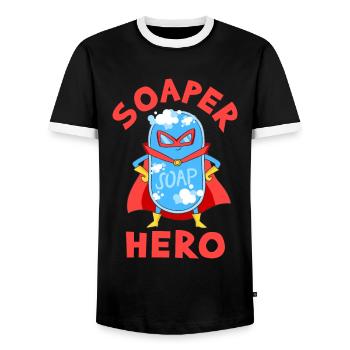 Soap Bath Soap Natural Soap - Men's Ringer Shirt - black/white - Front - AI Model Female 172 light (172cm) & AI Model Male 178 light (178cm)