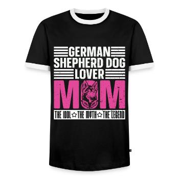 German Shepherd Dog Lover Mom The Belgian Shepherd - Men's Ringer Shirt - black/white - Front - AI Model Female 172 light (172cm) & AI Model Male 178 light (178cm)