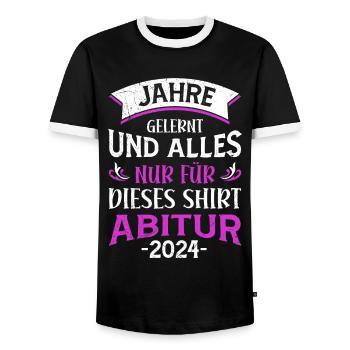 High School Graduate Years Learned Just For This Shirt - Men's Ringer Shirt - black/white - Front - AI Model Female 172 light (172cm) & AI Model Male 178 light (178cm)