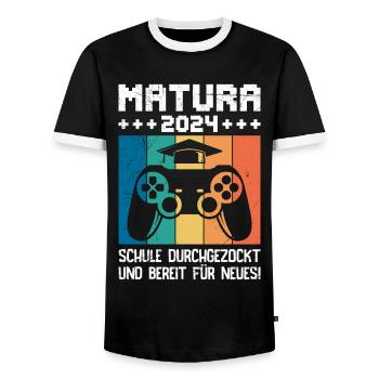 Matura 2024 School Gambled Graduates - Men's Ringer Shirt - black/white - Front - AI Model Female 172 light (172cm) & AI Model Male 178 light (178cm)