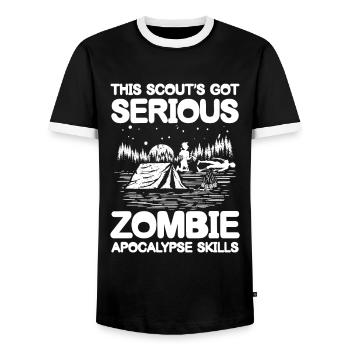 This Scout's Got Serious Zombie Skills - Männer Kontrast-T-Shirt - Schwarz/Weiß - Vorne - AI Model Female 172 light (172cm) & AI Model Male 178 light (178cm)