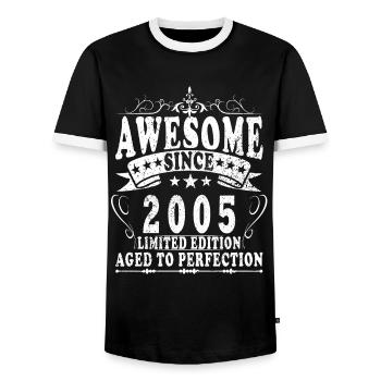 Vintage 2005 Vintage 2005 Birthday Gift - Men's Ringer Shirt - black/white - Front - AI Model Female 172 light (172cm) & AI Model Male 178 light (178cm)
