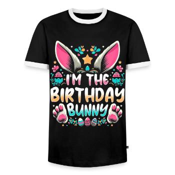 I'm The Birthday Bunny - Männer Kontrast-T-Shirt - Schwarz/Weiß - Vorne - AI Model Female 172 light (172cm) & AI Model Male 178 light (178cm)