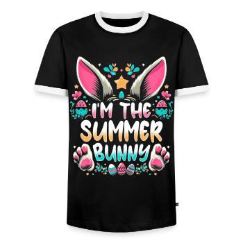 I'm The Summer Bunny - Männer Kontrast-T-Shirt - Schwarz/Weiß - Vorne - AI Model Female 172 light (172cm) & AI Model Male 178 light (178cm)