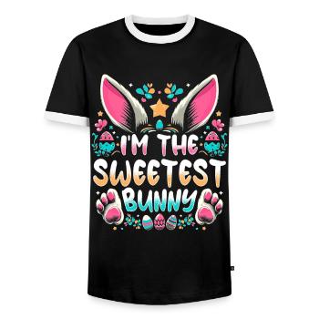 I'm The Sweetest Bunny - Men's Ringer Shirt - black/white - Front - AI Model Female 172 light (172cm) & AI Model Male 178 light (178cm)