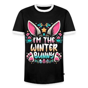 I'm The Winter Bunny - Männer Kontrast-T-Shirt - Schwarz/Weiß - Vorne - AI Model Female 172 light (172cm) & AI Model Male 178 light (178cm)