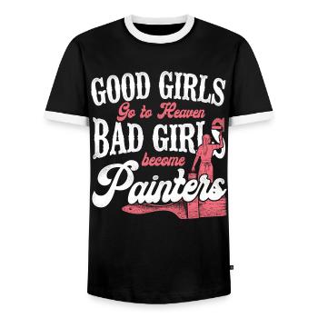 House Painter Decorator Female - Men's Ringer Shirt - black/white - Front - AI Model Female 172 light (172cm) & AI Model Male 178 light (178cm)