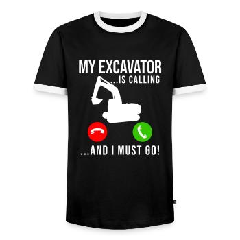Baggerfahrer Bauarbeiter Bagger - Männer Kontrast-T-Shirt - Schwarz/Weiß - Vorne - AI Model Female 172 light (172cm) & AI Model Male 178 light (178cm)