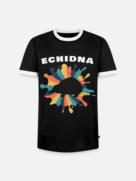 Echidna Retro Design Schnabeligel - Männer Kontrast-T-Shirt - Schwarz/Weiß