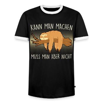 You can do work colleagues, but you don't have to - Men's Ringer Shirt - black/white - Front - AI Model Female 172 light (172cm) & AI Model Male 178 light (178cm)