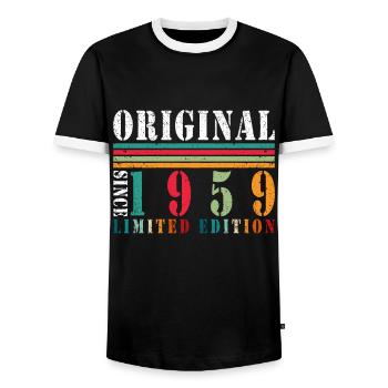 1959 65. Geburtstag Geschenke 65 Jahre alte Männer - Männer Kontrast-T-Shirt - Schwarz/Weiß - Vorne - AI Model Female 172 light (172cm) & AI Model Male 178 light (178cm)
